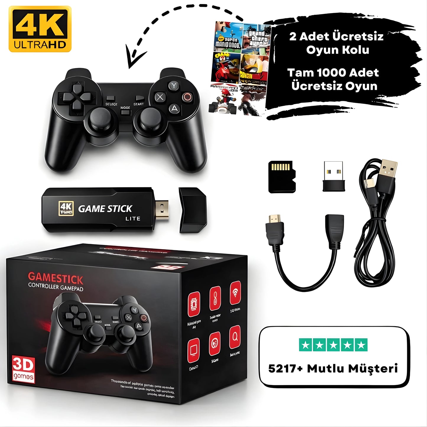 Tak-Çalıştır Kablosuz Retro 4K Konsol Paketi™